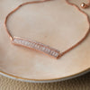 Baguette Bar Rose Gold Plated Sterling Silver Pull Chain Bracelet