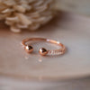 Dual Ball Rose Gold Plated Sterling Silver Open Ring