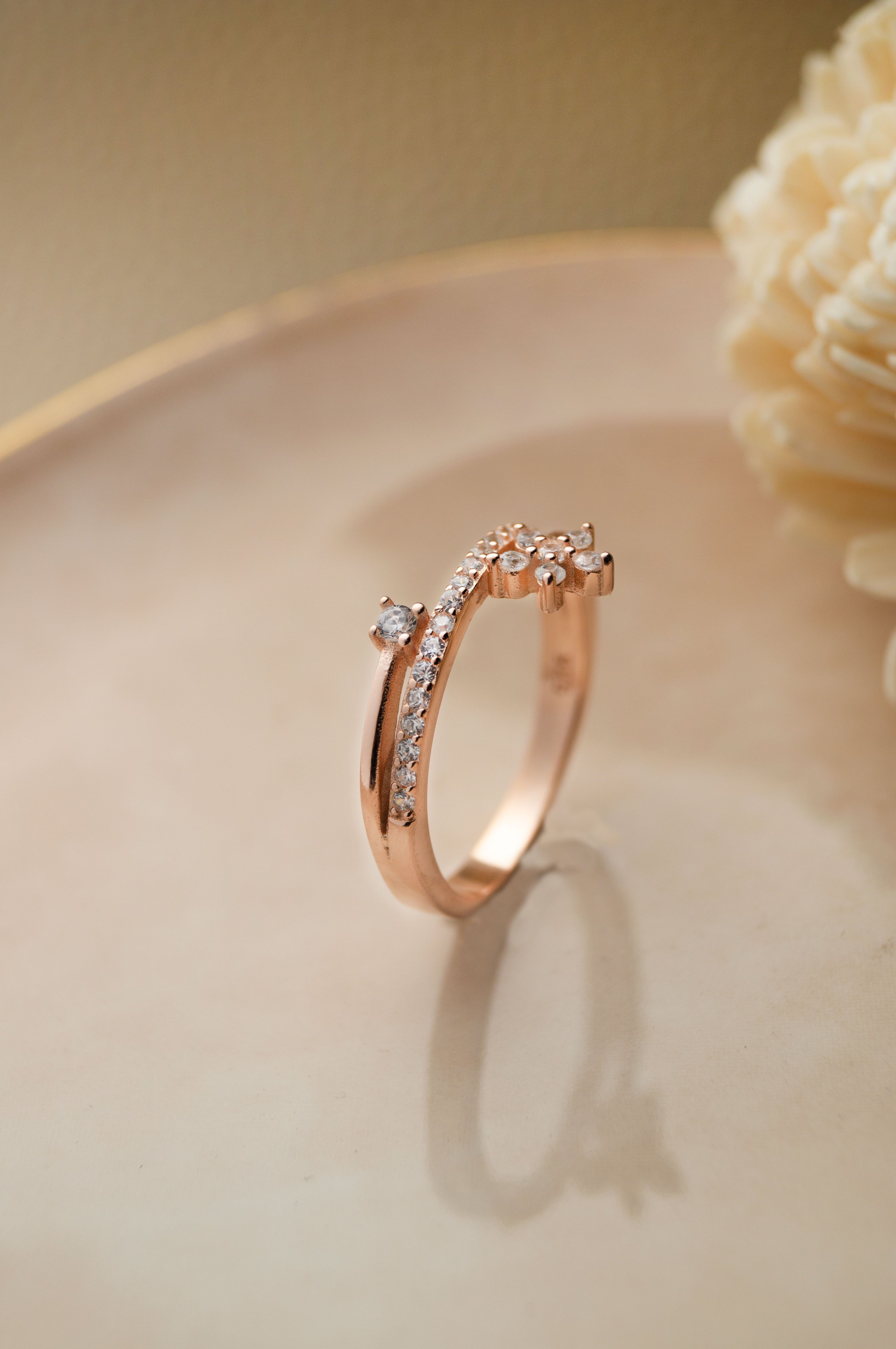 Buy Floral mat rose gold ring Online in India - SILVER SIDDHI .