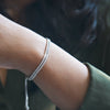 Double Layer Tennis Sterling Silver Pull Chain Bracelet