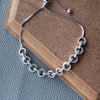 Trendy interlinked Silver Sterling Silver Pull Chain Bracelet