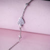 Dual Heart Solitaire Sterling Silver Delicate Chain Bracelet
