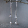 Two Way Chain Pearl Sterling Silver Dangler Earrings