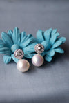 Pearl Blush Drop Silver Earrings - Mannash