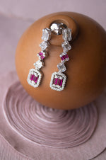 Dancing Baguettes Dangler Sterling Silver Earrings