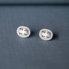 Halo Oval Solitaire Sterling Silver Earrings