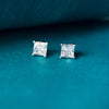Princess Cut Solitaire Sterling Silver Stud Earrings