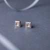 Edgy Square Sterling Silver Stud Earrings