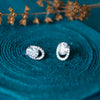 Encircle Oval Solitaire Sterling Silver Earrings