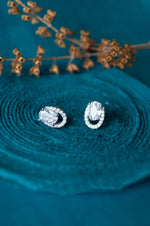 Encircle Oval Solitaire Sterling Silver Earrings