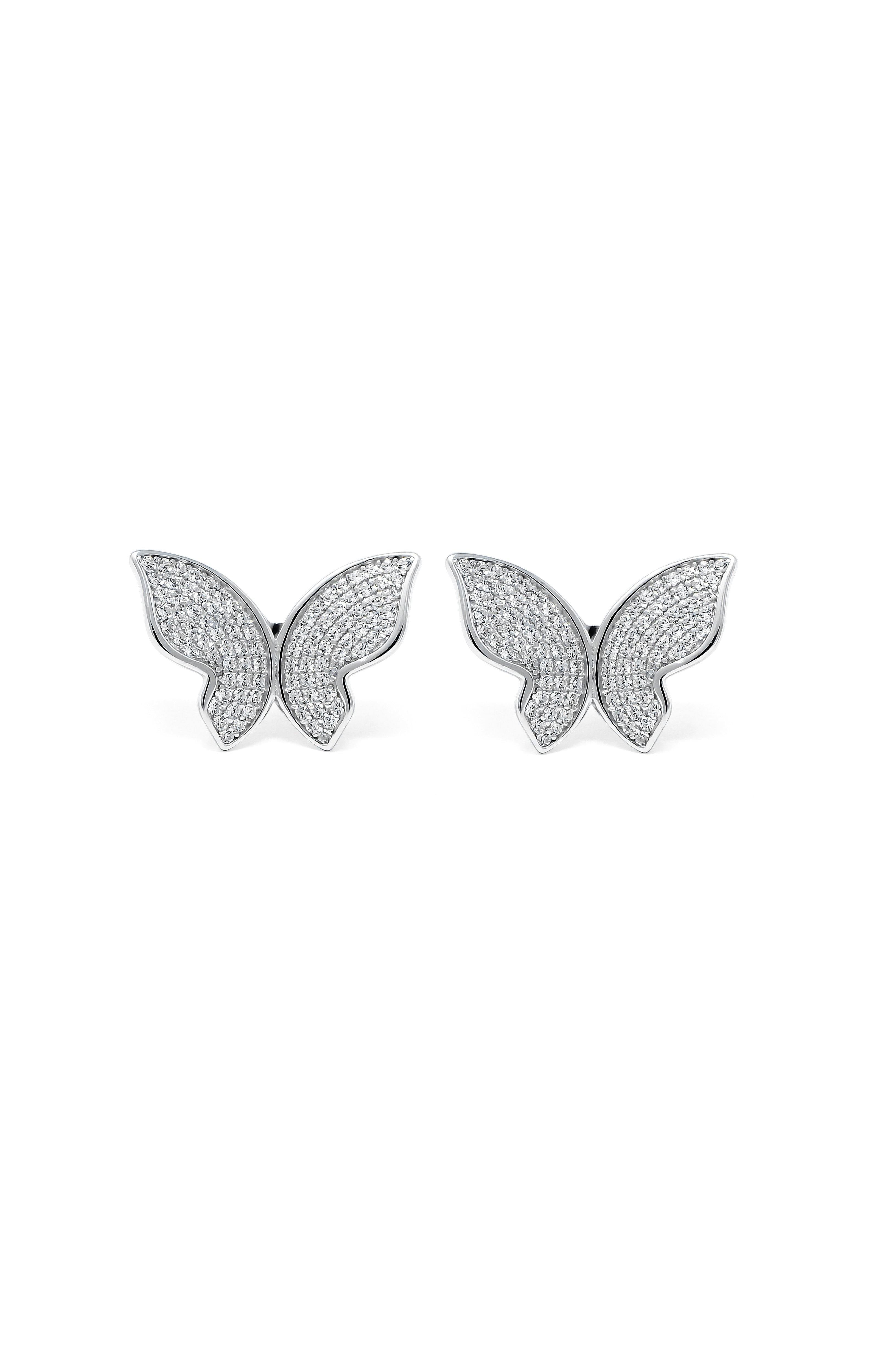 China Minimal Marquise & Round Cubic Zirconia Butterfly Stud Earrings in Sterlin China Minimal Marquise & Round Cubic Zirconia Butterfly Stud Earrings in Sterlin