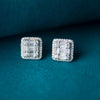 Art Deco Baguette Sterling Silver Stud Earrings