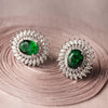 Enchanting Emerald Statement Sterling Silver Stud Earrings
