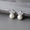 Pearl With A Crown Sterling Silver Statement Stud Earrings