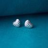 Check & Mate In Love Heart Sterling Silver Stud Earrings