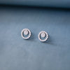 Solitaire In A Circle Sterling Silver Earrings