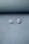 Rhombical Solitaire Sterling Silver Earrings