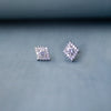 Rhombical Solitaire Sterling Silver Earrings