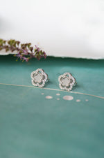 Mother Of Pearl Flower Rose Gold Plated Sterling Silver Earrings
