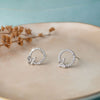 Encircled With Butterfly Sterling Silver Stud Earrings