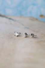 Classic Solitaire Sterling Silver Stud Earrings