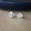 Halo Pear Solitaire Sterling Silver Stud Earrings