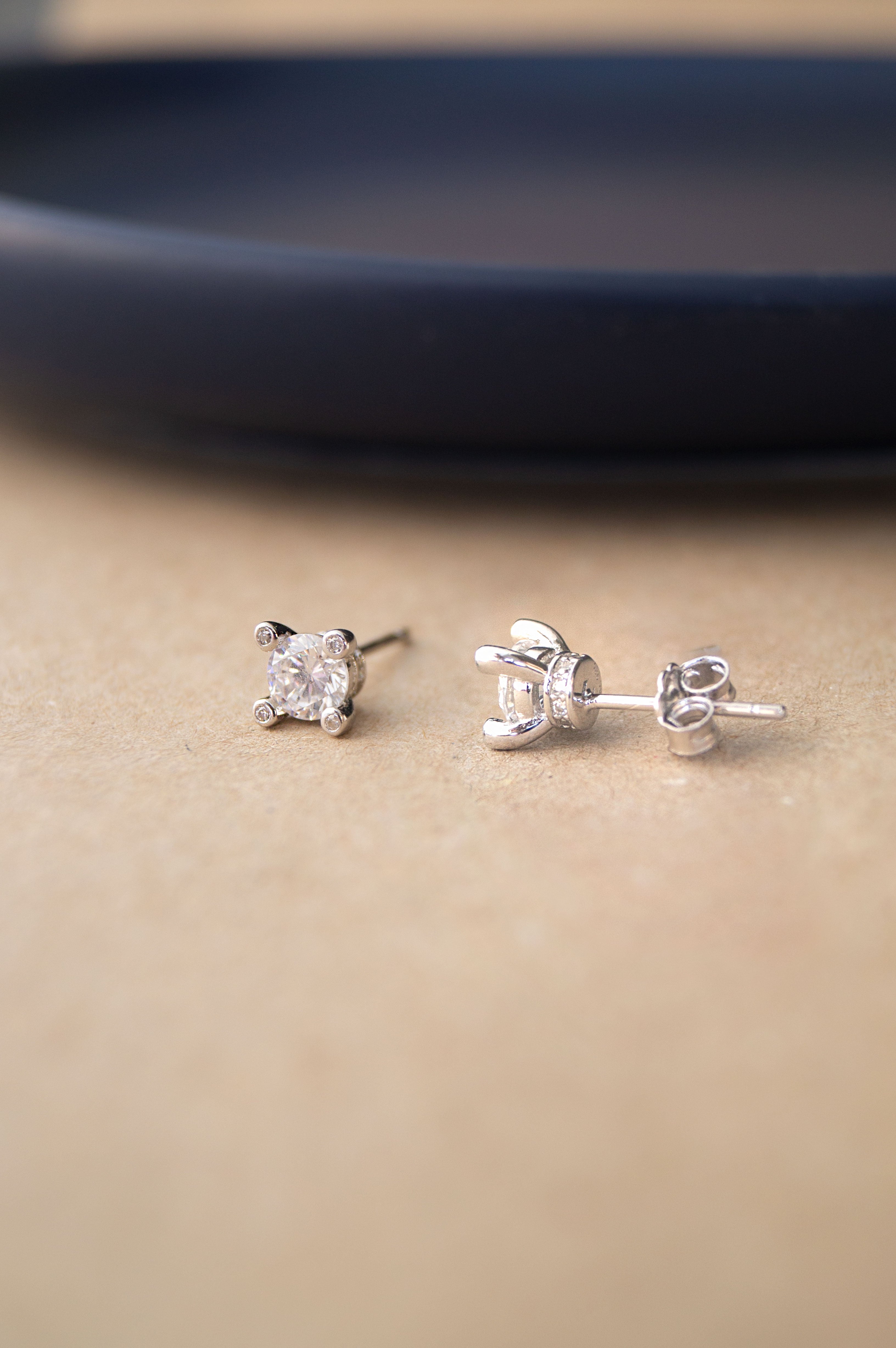 Buy Dazzling Ornate Solitaire Sterling Silver Stud Earrings by Mannash Jewellery