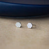 Sparkling Hexagon Sterling Silver Stud Earrings