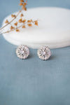 Radiant Floral Solitaire Sterling Silver Stud Earrings