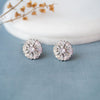 Radiant Floral Solitaire Sterling Silver Stud Earrings