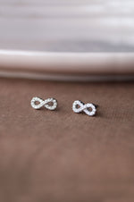 Sparkling Infinity Sterling Silver Stud Earrings