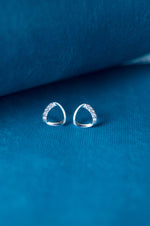 Simply Curled Triangle Sterling Silver Stud Earrings