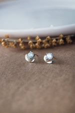 Leafy Solitaire Rose Gold Plated Sterling Silver Stud Earrings