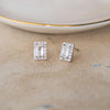Mysterical Rectangle Solitaire Sterling Silver Stud Earrings