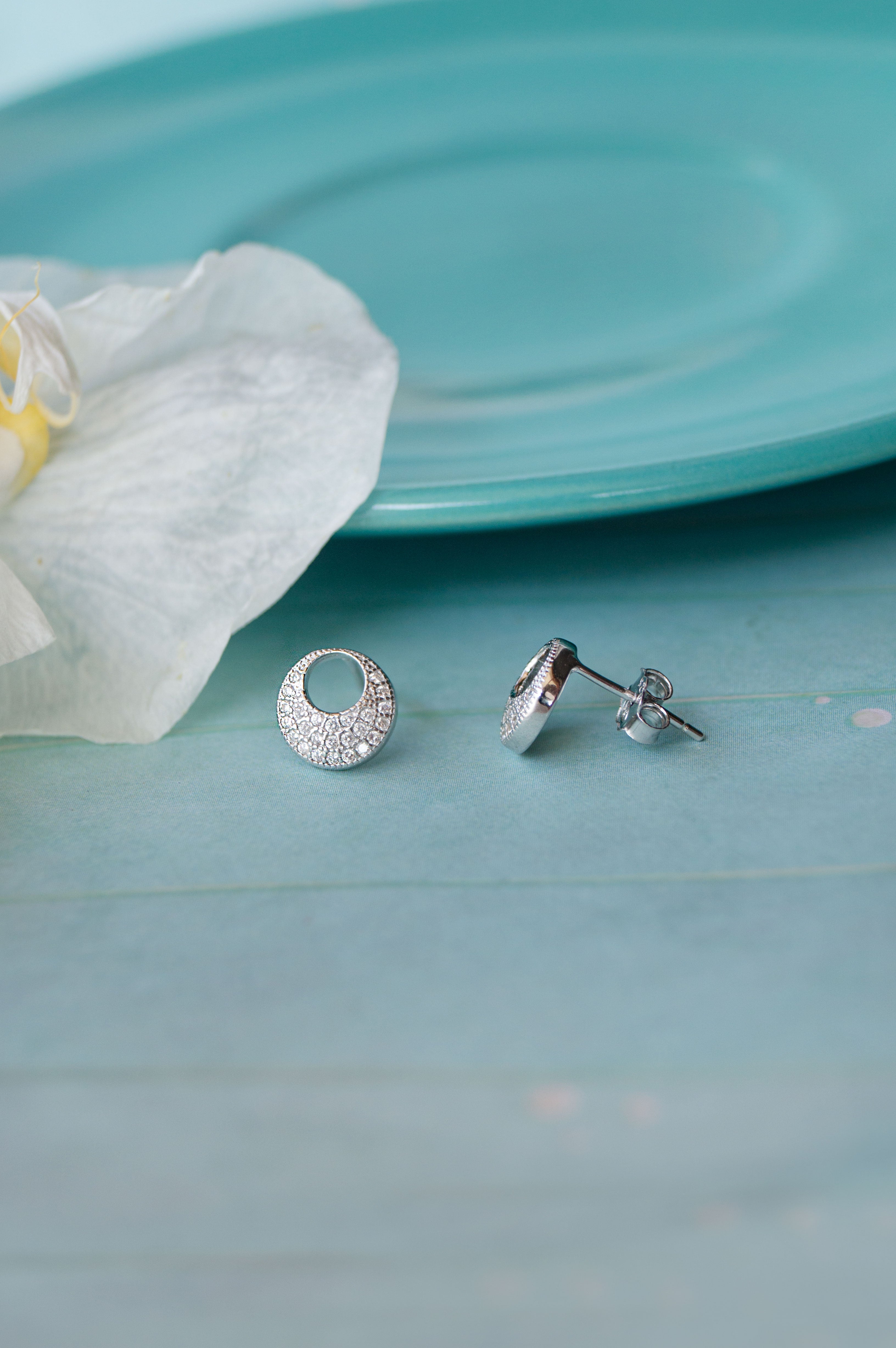 Small Silver Stud Earrings with Bronze - Factory Floor Jewels