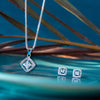 Classic Princess Cut Solitaire Classic Sterling Silver Pendant Set