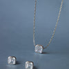 Dare To Square Solitaire Sterling Silver Pendant Set