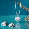 Heart In Heart Sterling Silver Pendant Set