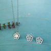 Mother Of Pearl Flower Sterling Silver Pendant Set