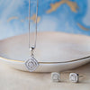 Ecentric Square Sterling Silver Pendant Set