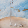 Mysterical Rectangle Solitaire Sterling Silver Necklace Set