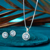 Classic Solitaire Sparkle Sterling Silver Pendant Set