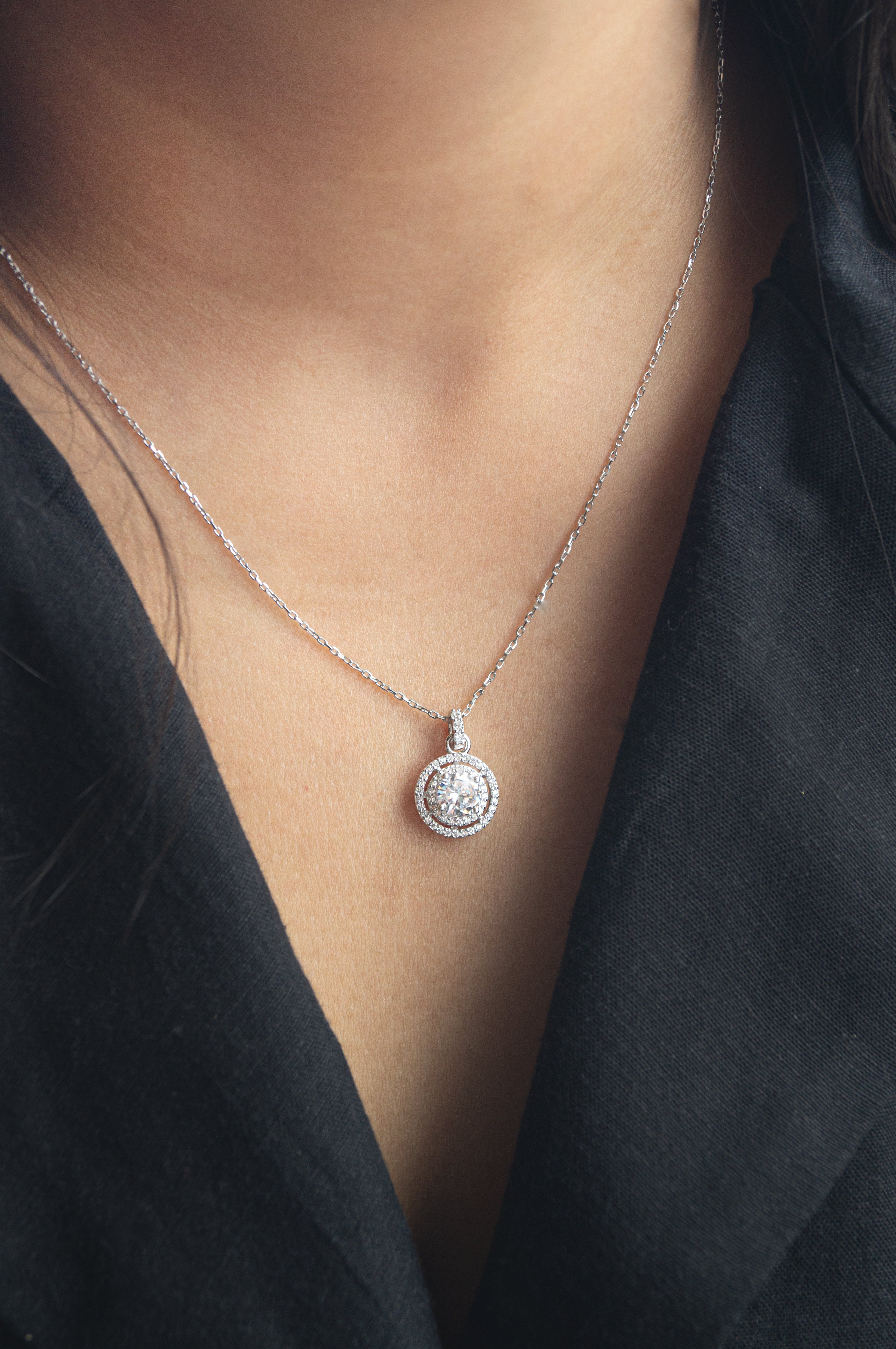Sterling Silver 1/4 Carat T.W. Diamond Double Open Heart Necklace