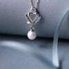 Pearl Encrusted Crown Sterling Silver Pendant Chain Necklace