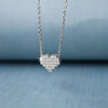 8 Bit Heart Beat Sterling Silver Pendant Chain Necklace