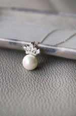 Pearl With A Crown Sterling Silver Pendant With Chain