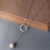Adjustable Pearl With Circle Sterling Silver Lariat Necklace