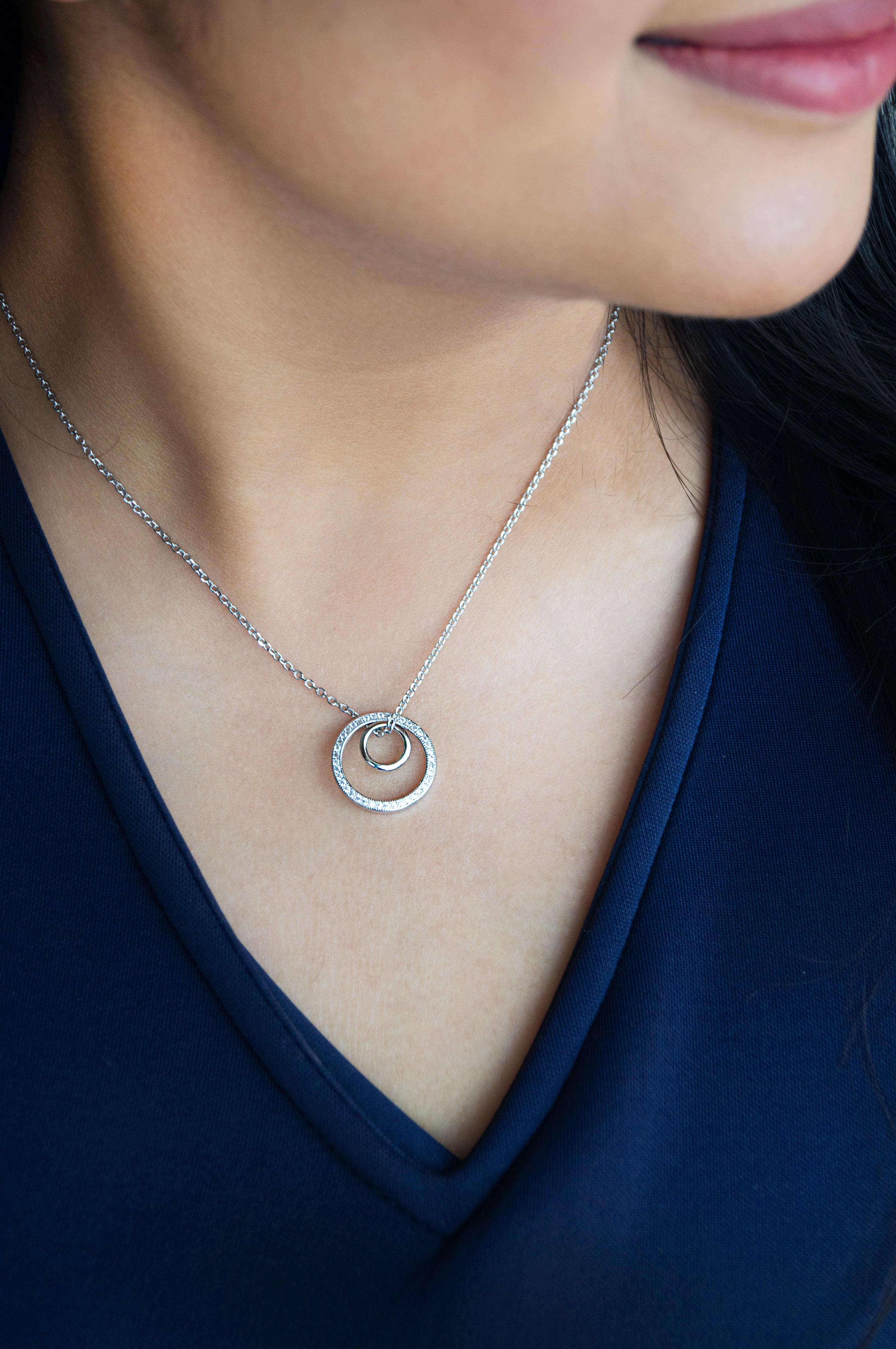 Black Circle Pendant Necklace Sterling Silver - kellinsilver.com