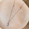 Mysterical Rectangle Solitaire Sterling Silver Chain Necklace