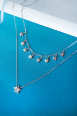 Multilayer Starry Charm Delicate Sterling Silver Necklace